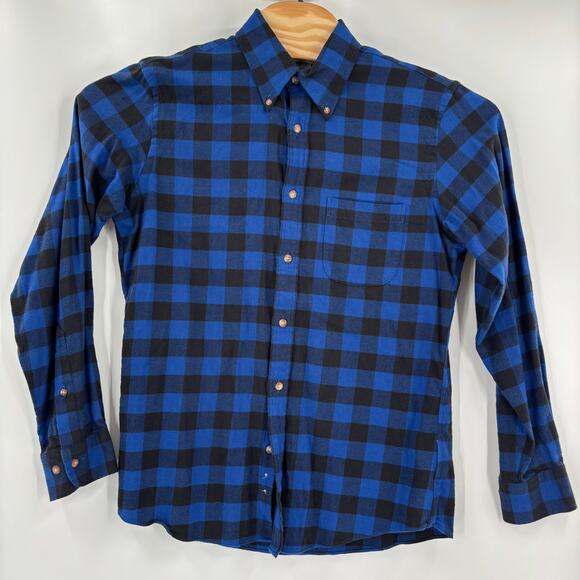 Brooks Brothers Medium Blue Black Plaid Regent Long Sleeve Button Down Shirt - Picture 3 of 4